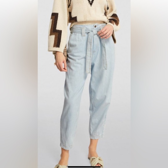 NWT Polo Ralph Lauren Belted Tapered Jeans 100% Cotton High Rise Barrel Style - Picture 5 of 15